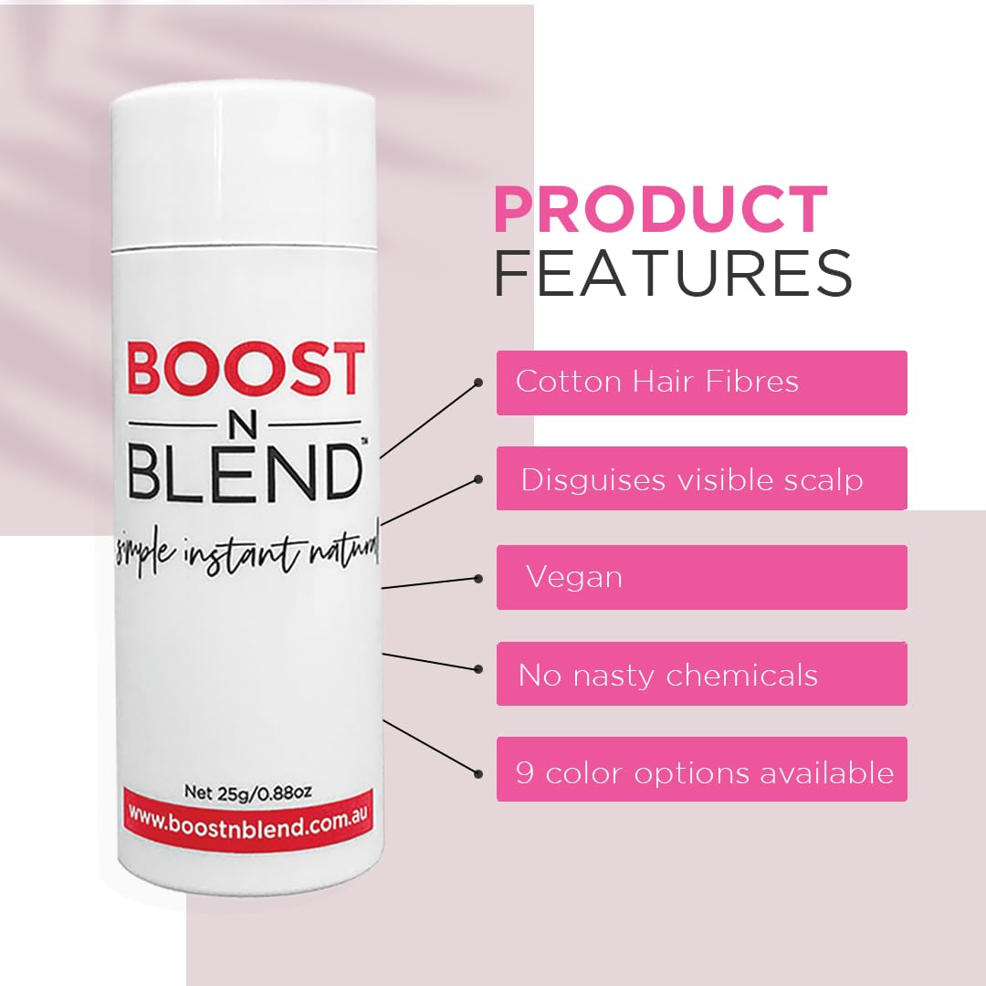 Boost N Blend Scalp Concealer - Hair Powder and Cotton Fibers for Thinning Hair & Visible Scalp (25g/0.88oz) - Hair Volumizer for Women