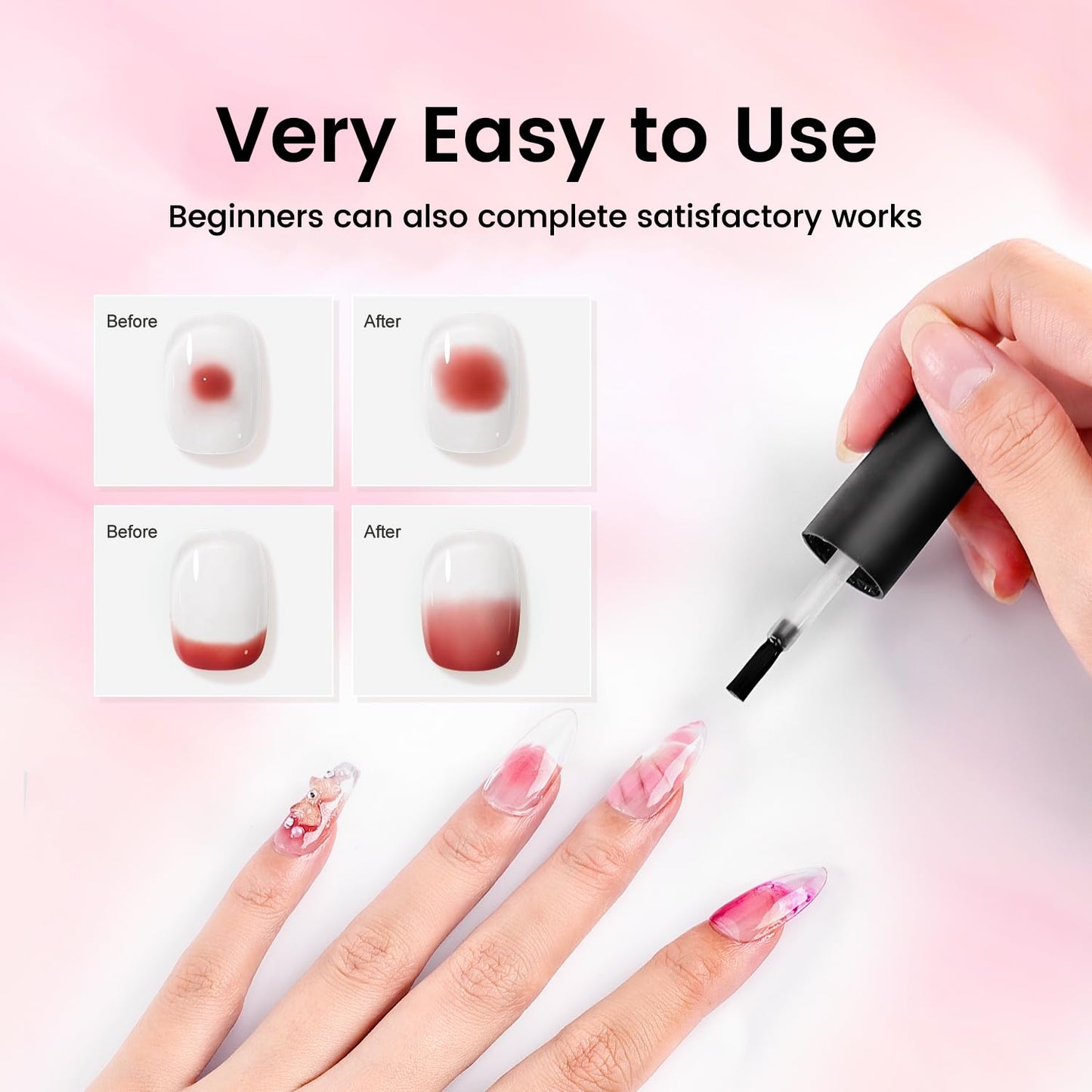 JODSONE Blooming Clear Gel Nail Polish, 15ml for Spreading & Watercolor Effects, Floral Nail Art Design, U V & LED Cure, Light Up Your Nail Life