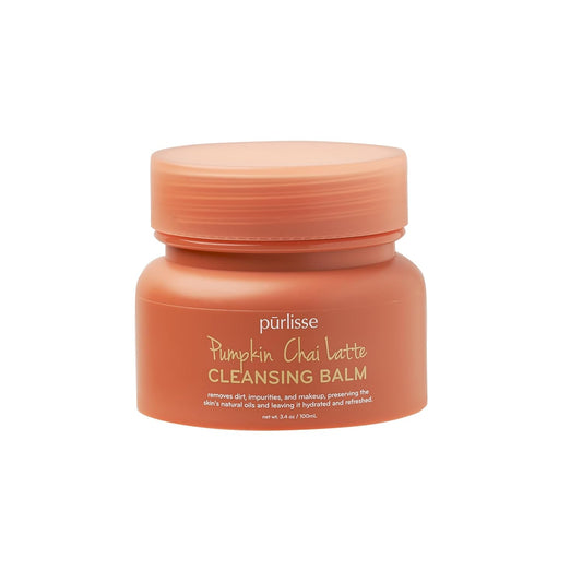 pūrlisse Pumpkin Chai Latte Cleansing Balm - Hydrating Facial Cleanser Enriched with Pumpkin, Chai & Soy Milk - Makeup Remover Balm & Gentle Face Wash for Women & Men (3.4 oz)