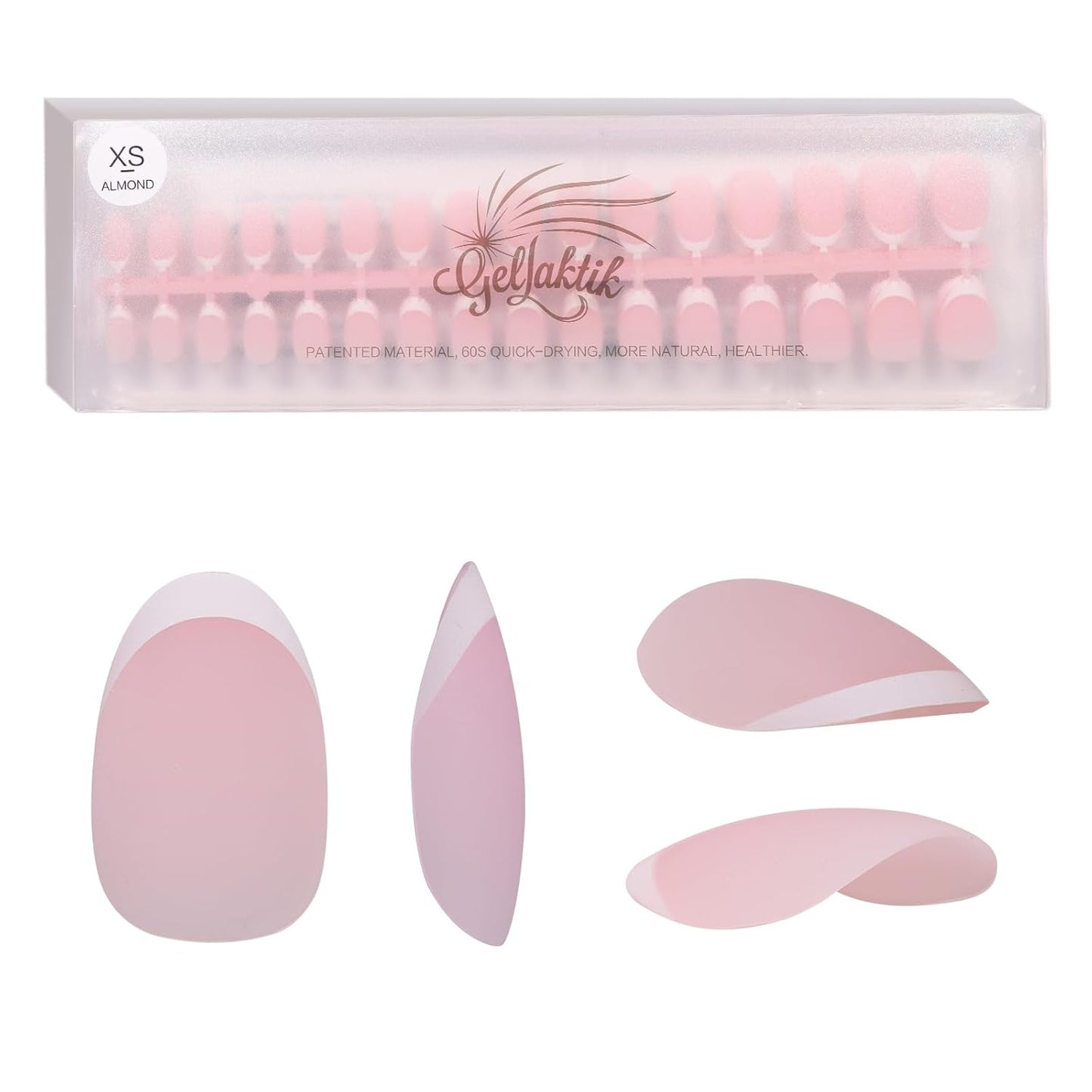 French Tip Press on Nails, 160PCS Gel Nail Tips with 5 Strips, 16 Sizes Pre-applied Primer Classic French Fake Nails, No Need to File, Almond Pink, DIY Nails Art Design Gifts for Women