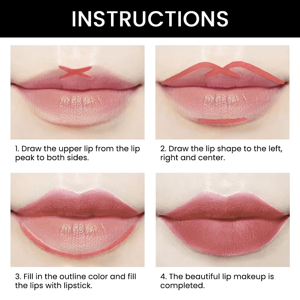 evpct 1Pcs Nude Pink Velvet Matte Lip Liner and Lipstick Combo Set Kit for Women, Magic 24 Hours Lipstick and Lip Liner Makeup Set Stain Long Lasting Waterproof labial,46#