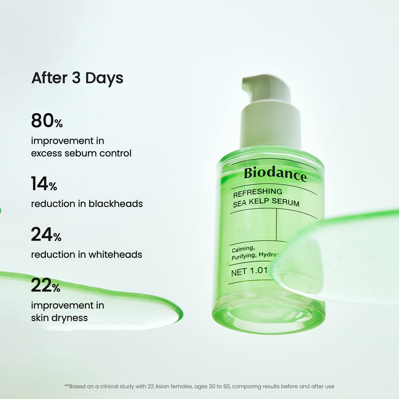 BIODANCE Refreshing Sea Kelp Serum, Oil & Sebum Control, Calming Serum for Oily & Combination Skin, Korean Skincare | 1.01 fl.oz x 1 ea