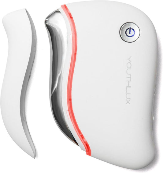 ProSculpt Heated Gua Sha Facial Massager – Electric Guasha Tool for Face Sculpting, Relaxation & Skincare | Soothing Vibration Facial Massage Tool with Contoured Design (White)