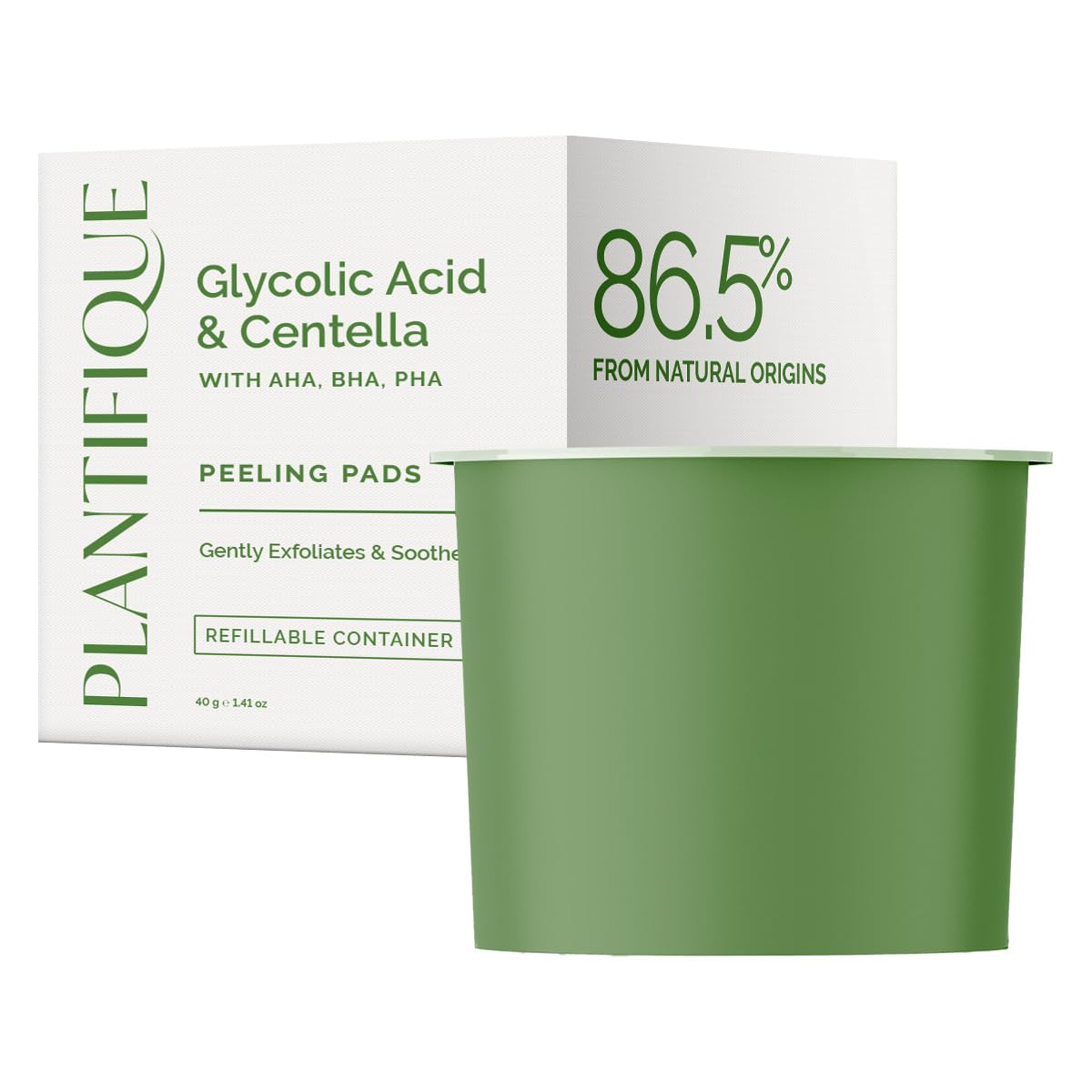 PLANTIFIQUE Only Refill Korean Glycolic Acid Toner Pads 60 Pcs with Niacinamide, CICA - AHA, BHA, PHA Daily Face Exfoliating Pads for Gentle Skin Renewal, Toner for Cleansing All Skin Types