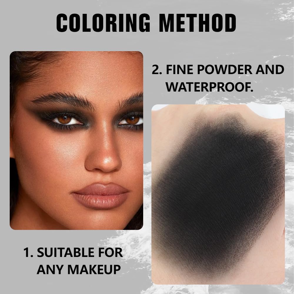 Kaely Pressed Single Eyeshadow Makeup, Deep Black Matte Highly Pigmented Monochrome Eye Shadow Palette, Waterproof Neutral Powder Mini Eyeshadow, sombras para ojos, Lightweight Blendable, 04