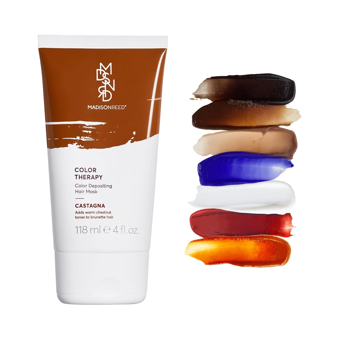 Madison Reed Color Therapy, Castagna, Color Depositing Hair Mask & Deep Conditioning Treatment, Intensely Hydrating, Refreshes Color & Tone, Keratin & Argan Oil, 4 Fl Oz (118 mL)
