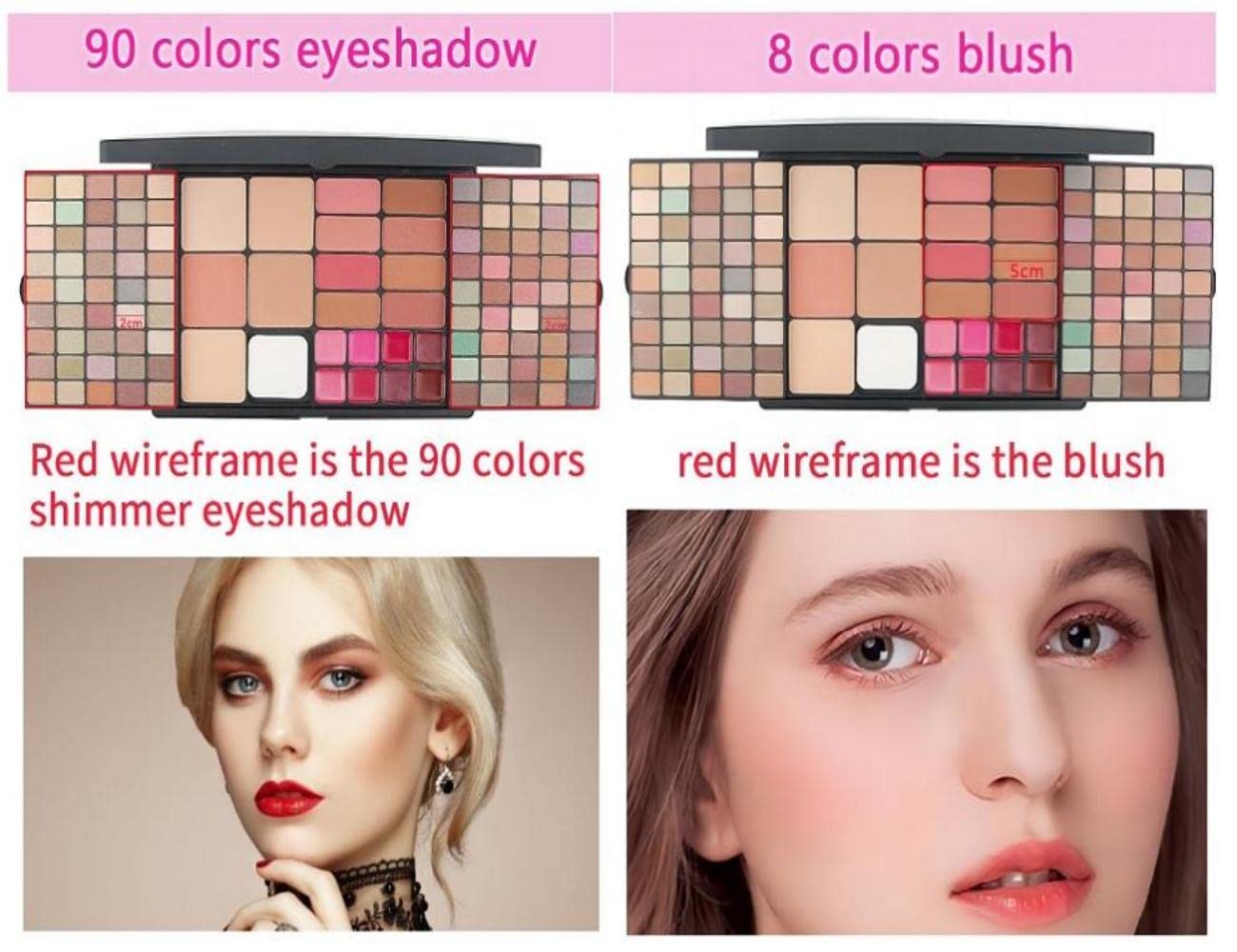 Professional Multi-in-one Makeup Gift Kit for Women - 90 eyeshadow Palette,8 Lipstick Set Lips,8 blush,5 concealer,4 brushes With Mirror,for girls, beginners and professionals Gift Kit