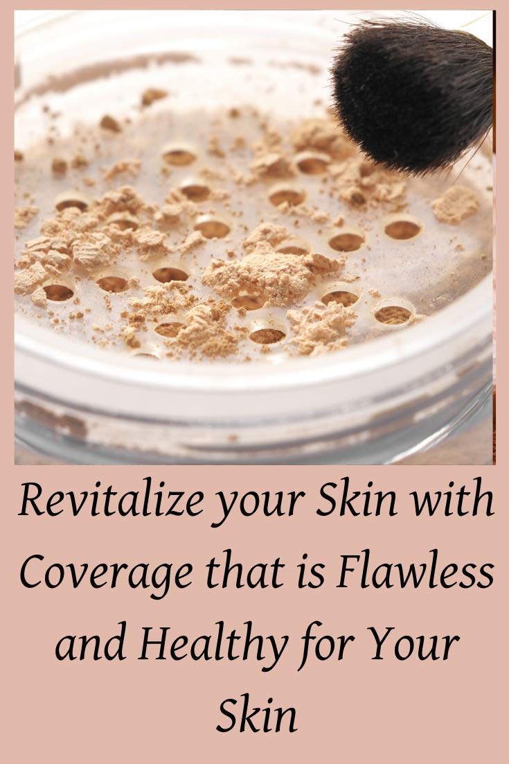 Mineral Face Powder Foundation Makeup. Natural Full Coverage Loose Foundation with Vitamin and Green Tea. Made in USA