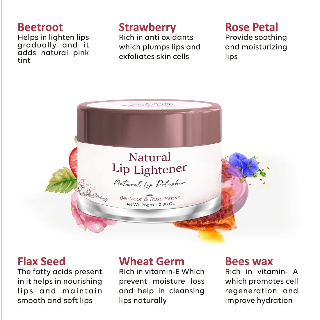 Lip Scrub Balm | Dark Lip Lightener for Women and Men | Dry Lips | Smoker | Chapped Lips | Lipstick Stain Remover | Lip Care, 25 gm