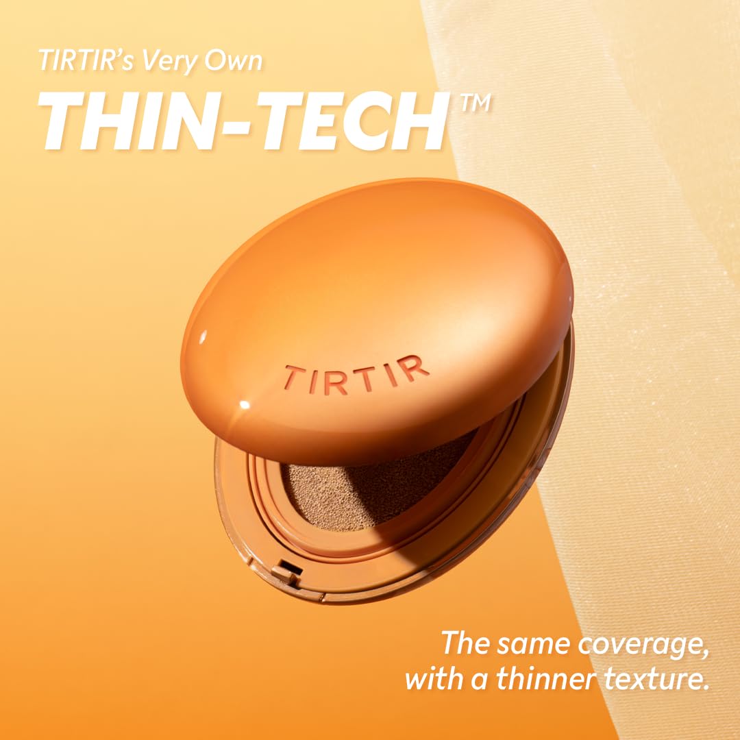TIRTIR Mask Fit Ai Filter Cushion Foundation | AI-Like Semi-Matte Finish - Up to 72-Hour Medium to Full Coverage Korean BB Cushion Make up Beauty, #22N Shell Beige, 0.63 Fl Oz
