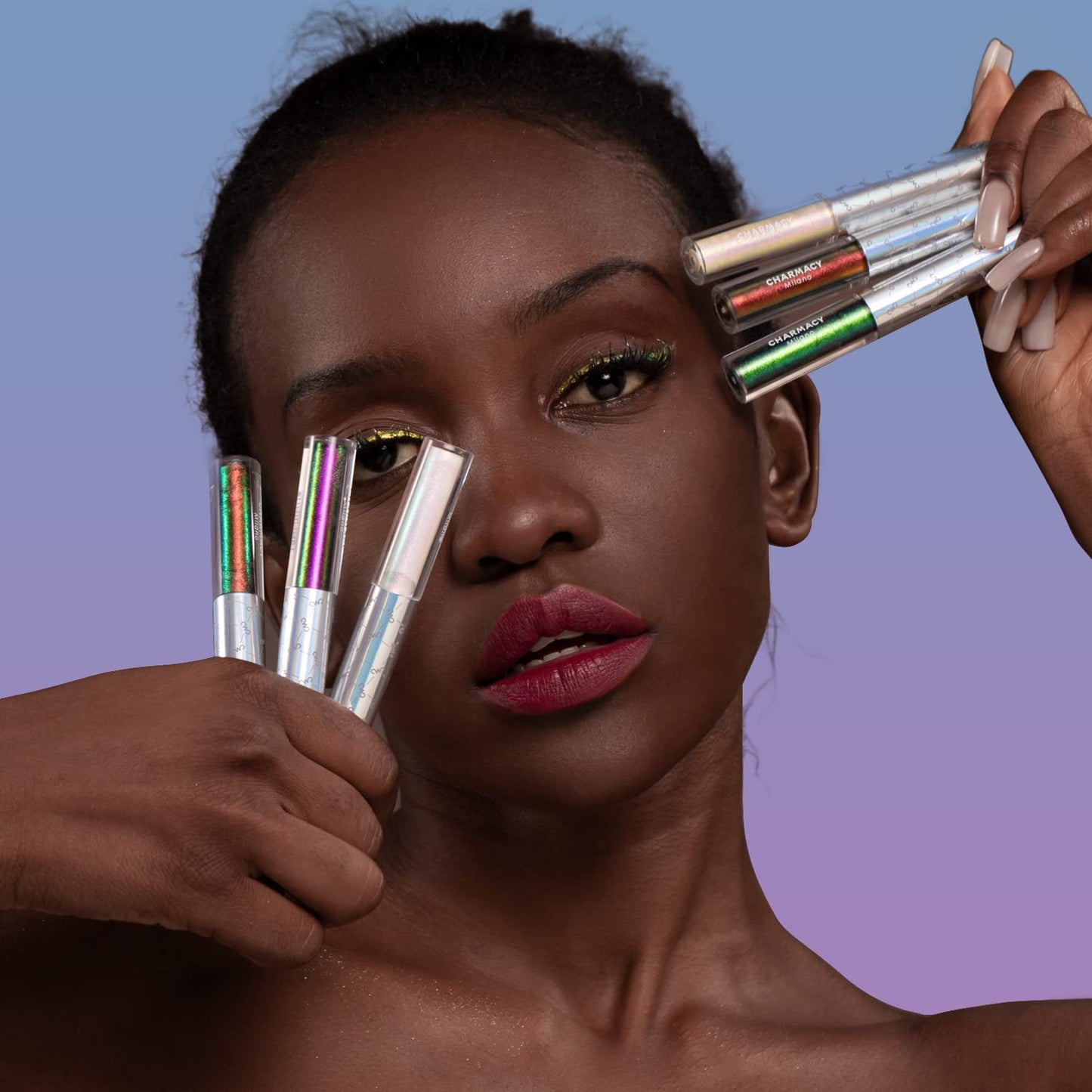 CHARMACY Chameleon Eyeliner Liquid Liner, Glitter liquid eyeliner waterproof, Metallic Intense Color Shifting Colorful Eyeliner, Long wearing,Ultra-Fine Tip Smudge-proof,YELLOW GREEN INDIGO 906