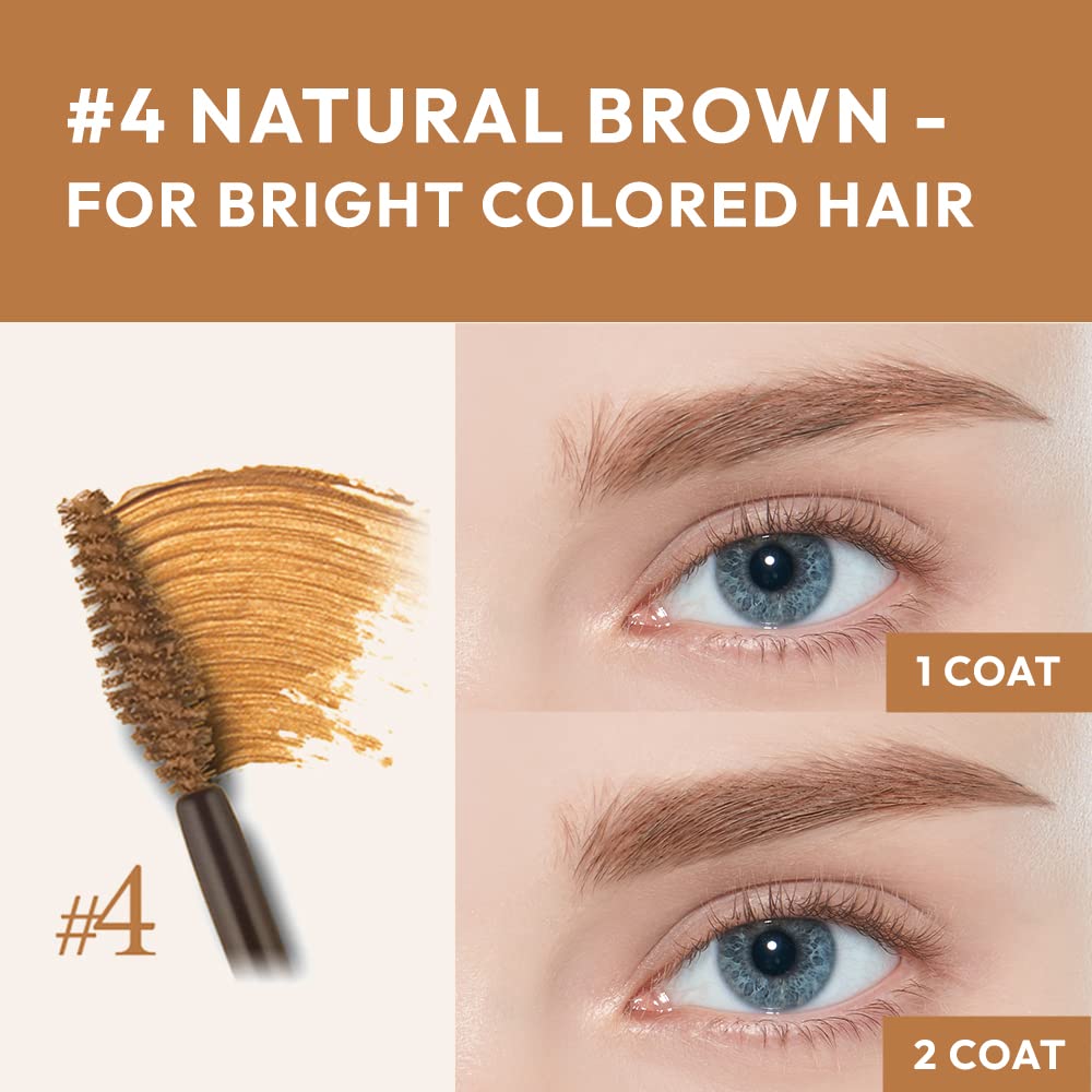 ETUDE Color My Brows, Brow Mascara, 3D Natural Coloring, Beeswax & Carnauba Wax, Moisturizing Brow Care, Eyebrow tint, Soft Gel Texture, Korean Makeup, Beauty, Natural Brown (0.152 Fl Oz)