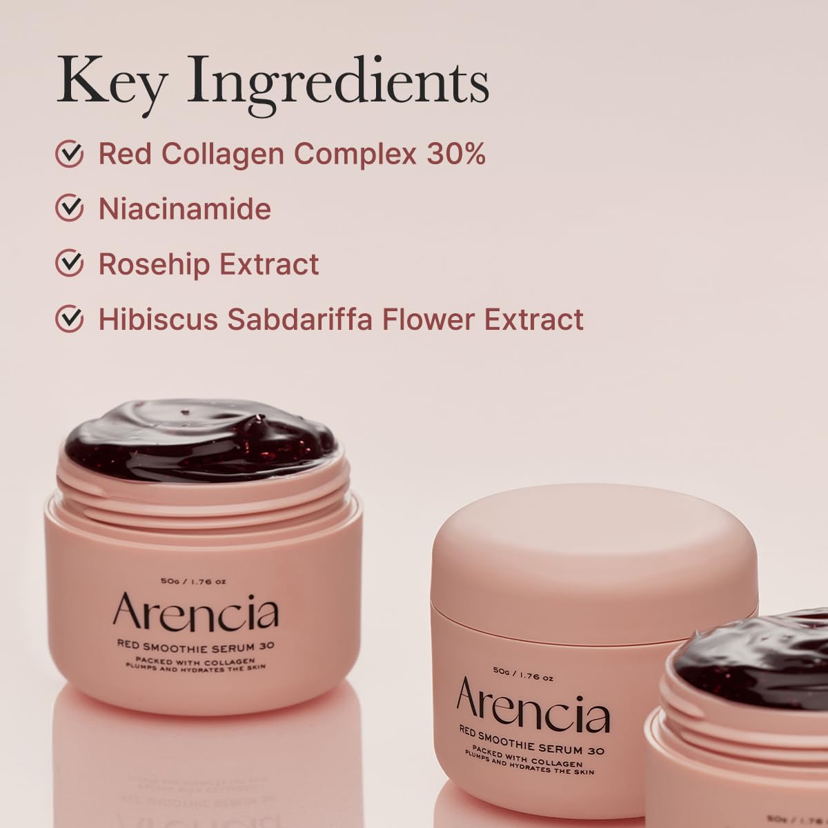 Overnight Red Smoothie Face Mask Serum, Glowing & Soothing with 30% red collagen, Niacinamide, Peptide, Vitamin E