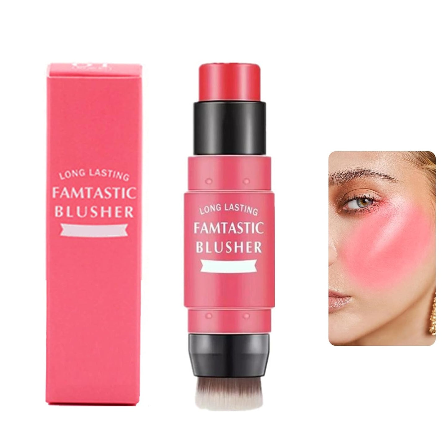 Cream Blush Stick (02) with Brush, Waterproof, Long Lasting, Shimmery Finish, Medium Coverage, Stick Pack, 40g, for All Skin Tones