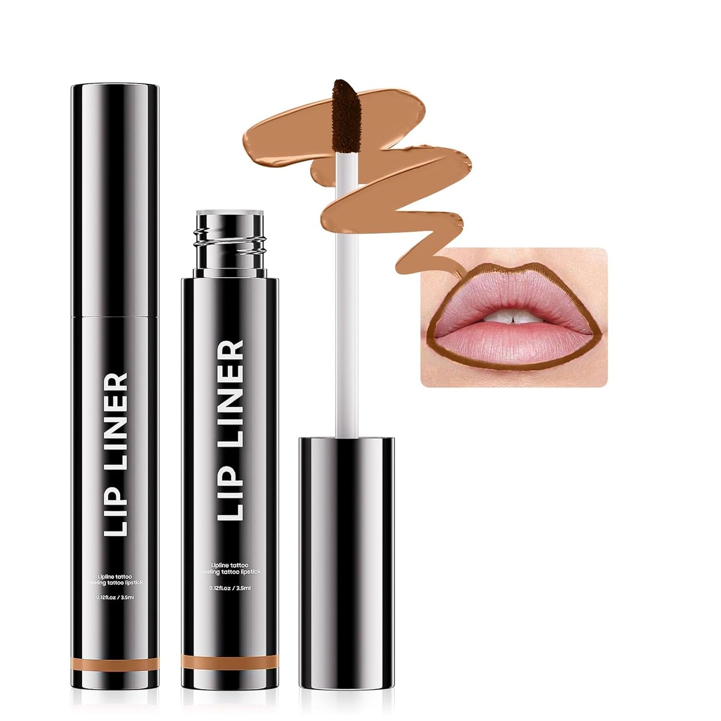 Peel Off Lip Liner Stain - Non-Stick Cup Lip Comfortable Vivid Color Peel Lip Stain Transfer-Proof & Long - Wear, Create Beauty & Charming Lip Makeup For All Skin Types with All-Day (#02 Cocoa)