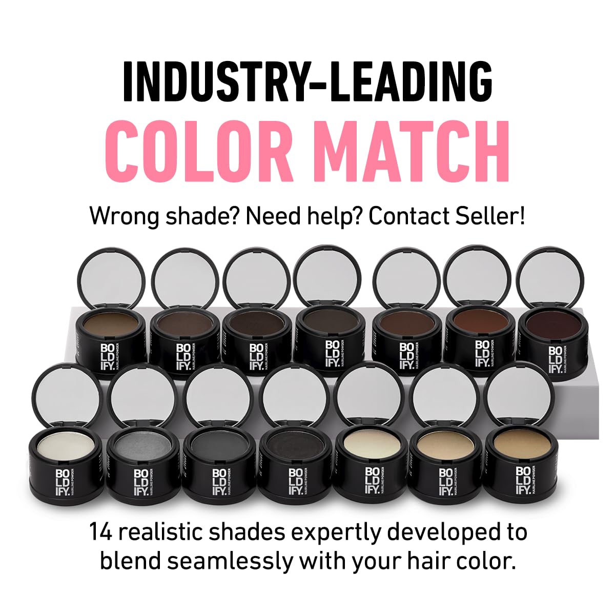 BOLDIFY Hairline Powder - Root Touch Up Hair Color for Gray Coverage - Bald Spot Concealing Hair Powder for Women & Men - 48-Hour Stain-Proof - Gray