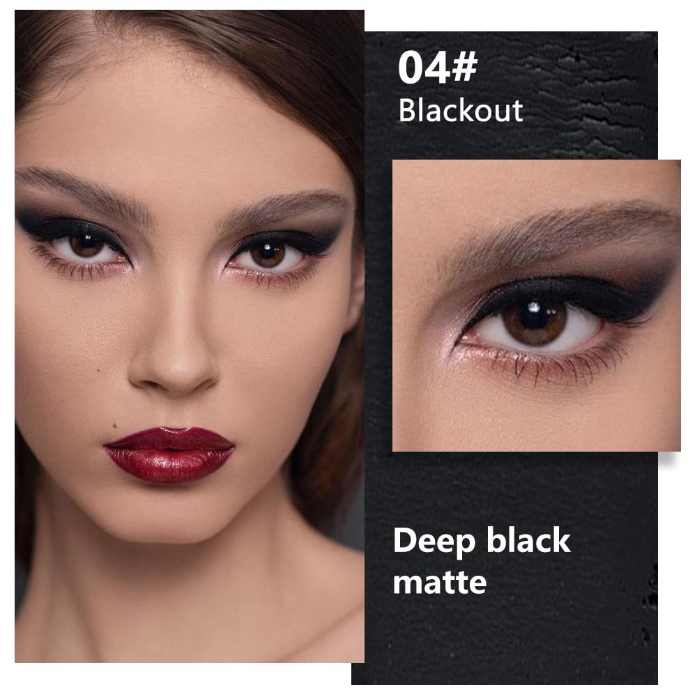 Kaely Pressed Single Eyeshadow Makeup, Deep Black Matte Highly Pigmented Monochrome Eye Shadow Palette, Waterproof Neutral Powder Mini Eyeshadow, sombras para ojos, Lightweight Blendable, 04
