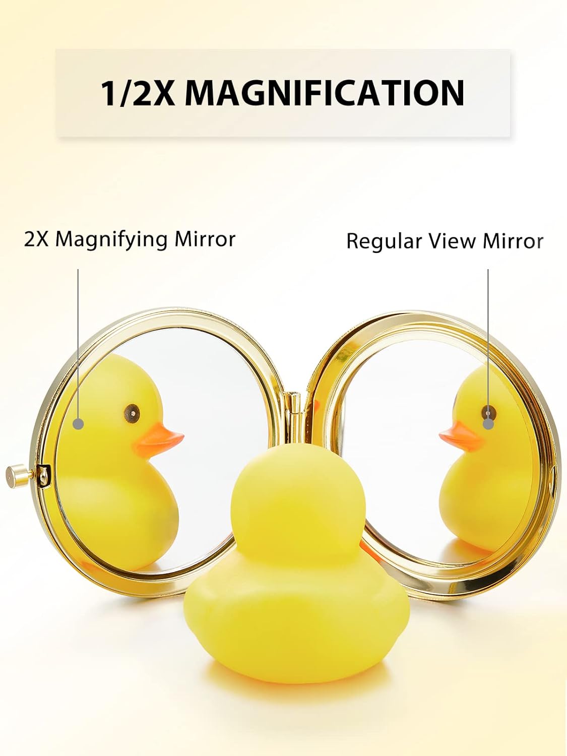 Compact Mirror Bulk, Set of 2 Double-Sided 1X/2X Magnifying Purse Pocket Makeup Mirrors(Round, Gold and Silver)