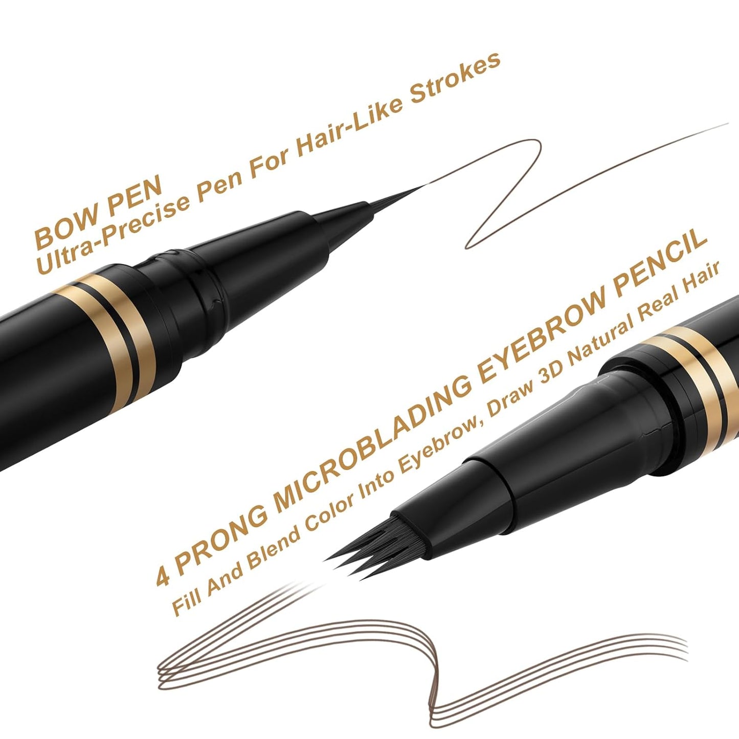 Makeup Kit with 4 Tip Waterproof Microblading Eyebrow Pencil, Eyeliner, Pomade and Dual-ended Eyebrow Brush - Dark Brunette