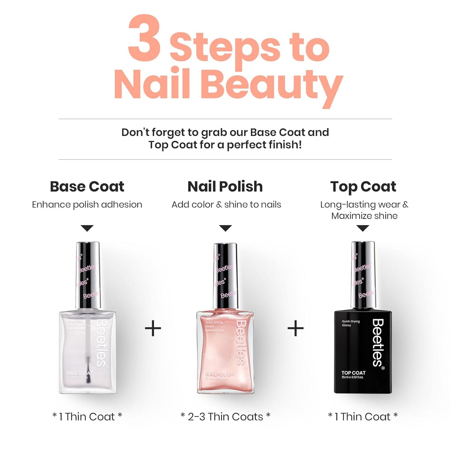 Beetles Pearly Pink Nail Polish,Fast Air Dry, No UV Needed –Perfect for Party, Long-Lasting Neutral Color for DIY At-Home or Salon Use, 15ml/0.51oz