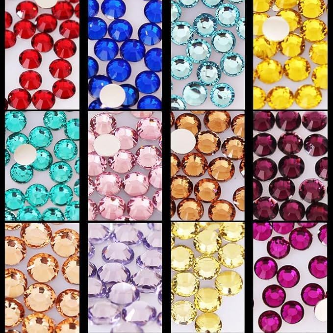 Rhinestones for Bedazzling with B7000 Glue, Light Blue Brown 2mm 3mm 4mm 5mm 6mm (SS8-SS30) Non-Hotfix Flatback Diamonds Kit, Nail Crystals Gems Beads for Bedazzle Crafting, DIY Nail Art