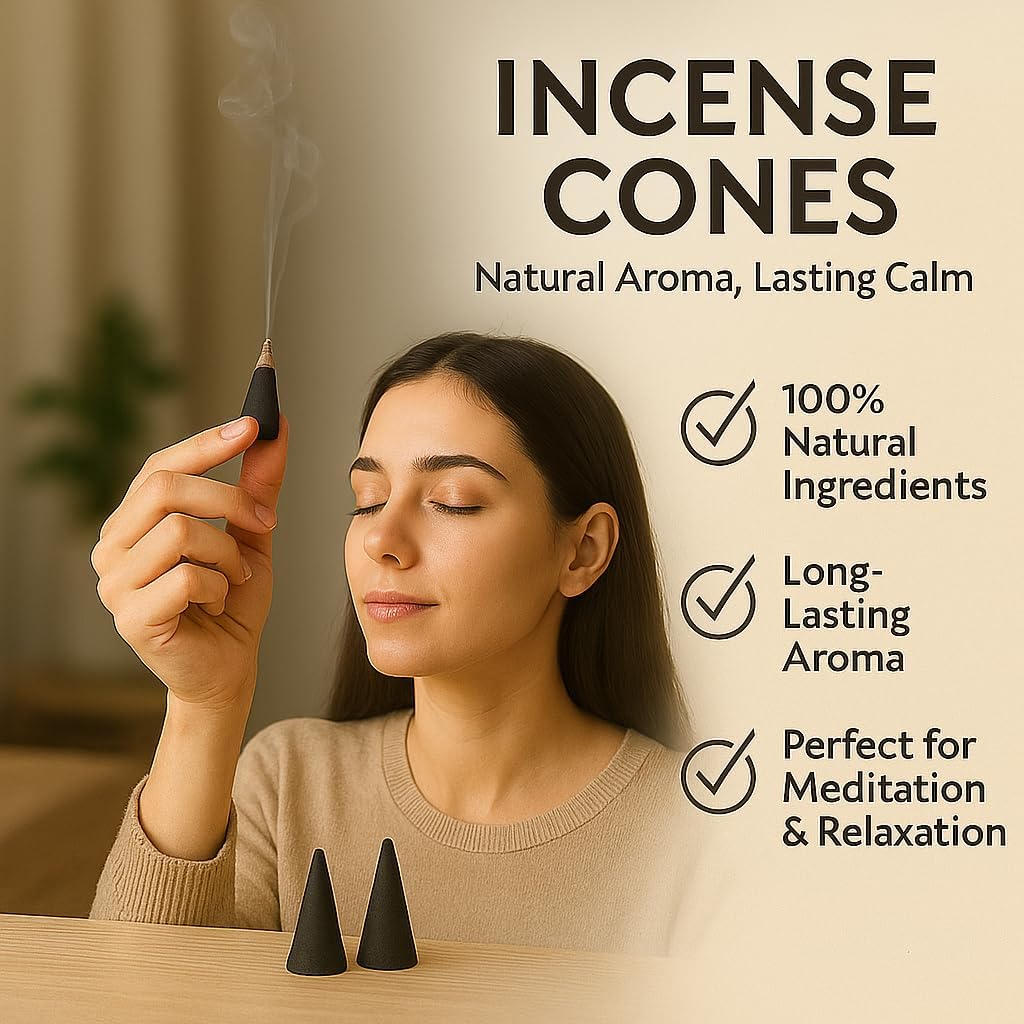 Yajna Palo Santo 100%-Natural-Incense-Cones Handmade-Hand-Dipped Organic-Chemicals-Free for-Purification-Relaxation-Positivity-Yoga-Meditation The-Best-scents (60 Count)