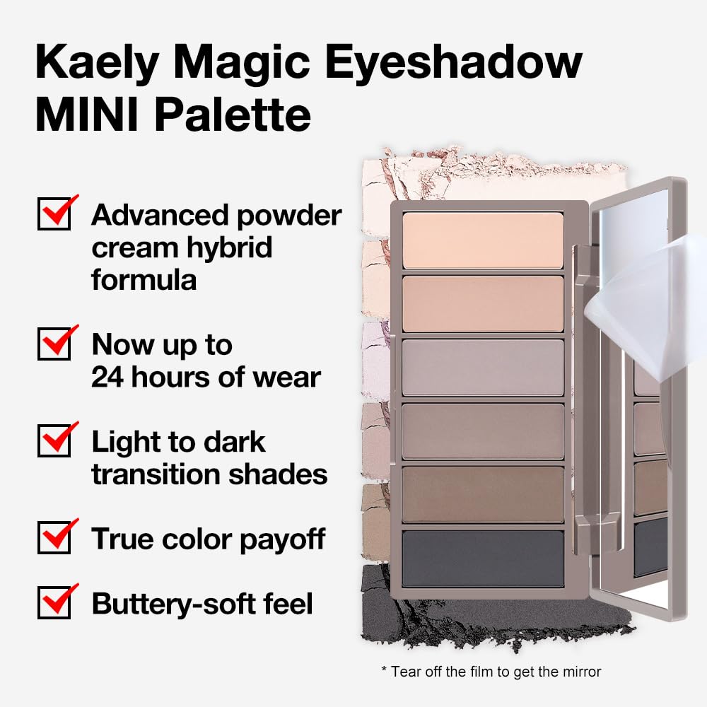 evpct 6 Colors Nude Smokey Eye Shadow Palette Makeup for Blue Brown Eyes, Light Brown Smoky Grey Taupe Black Natural Matte High Pigment Mini Travel Eyeshadow Palette for Older Women, Built in Mirror