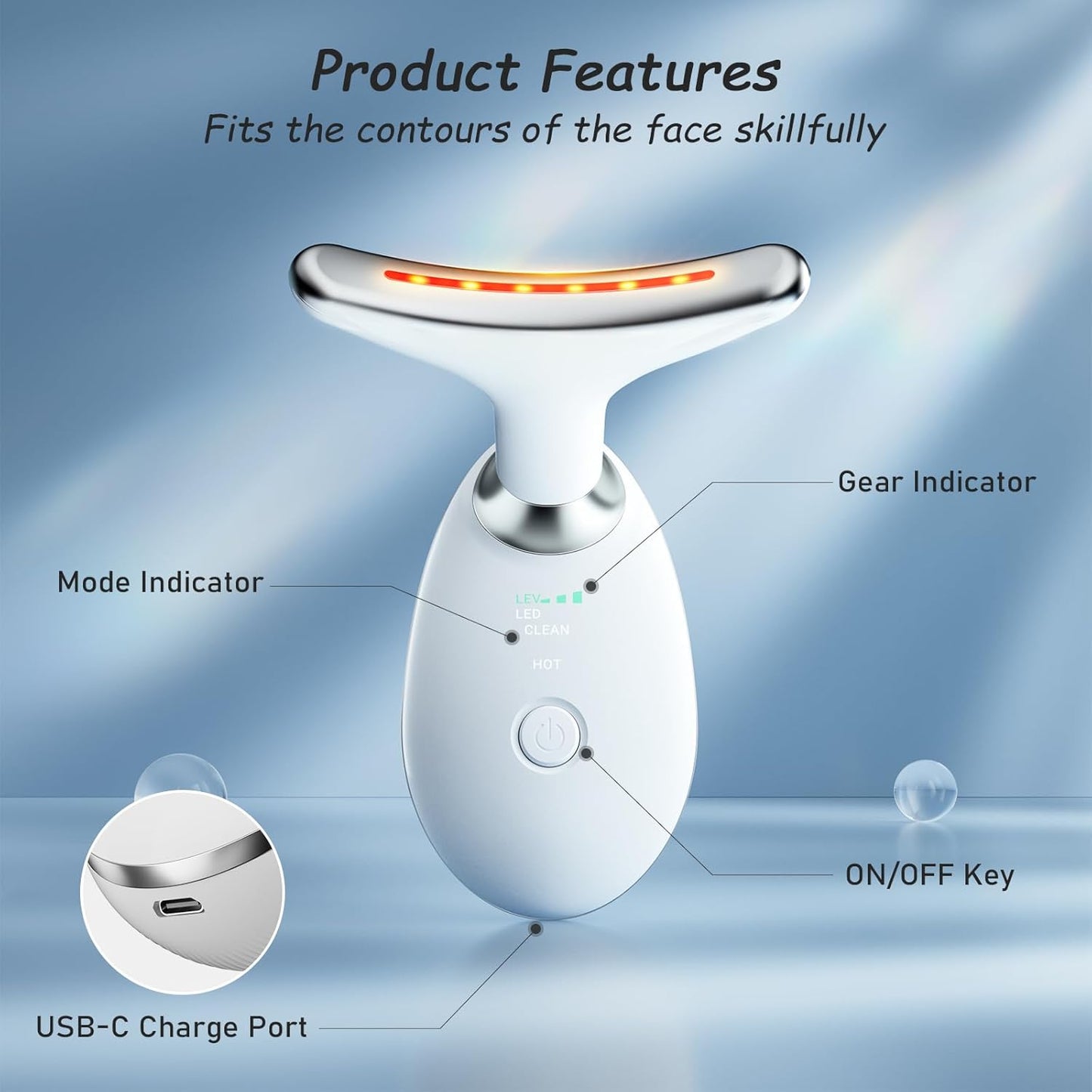 Jinstyles Neck and Face Skin Care Tool, Improve, Firm, Tightening and Smooth, White