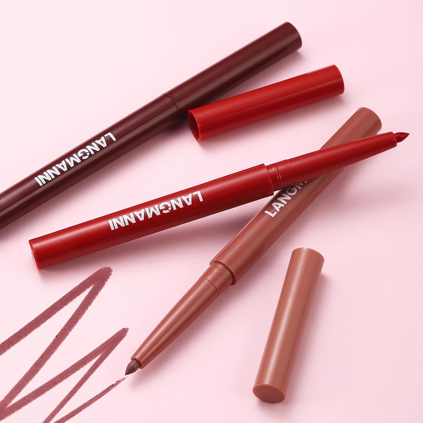 Jolilab 6Pcs Lip Set: 3 Colors Lip Liner+3 Colors Lipstick, Matte/Creamy,Smooth Creamy Texture,Long-Lasting,Bold/Nude Shades for Daily/Party, Vegan, Gift for Makeup Lovers.(#01+06+09)