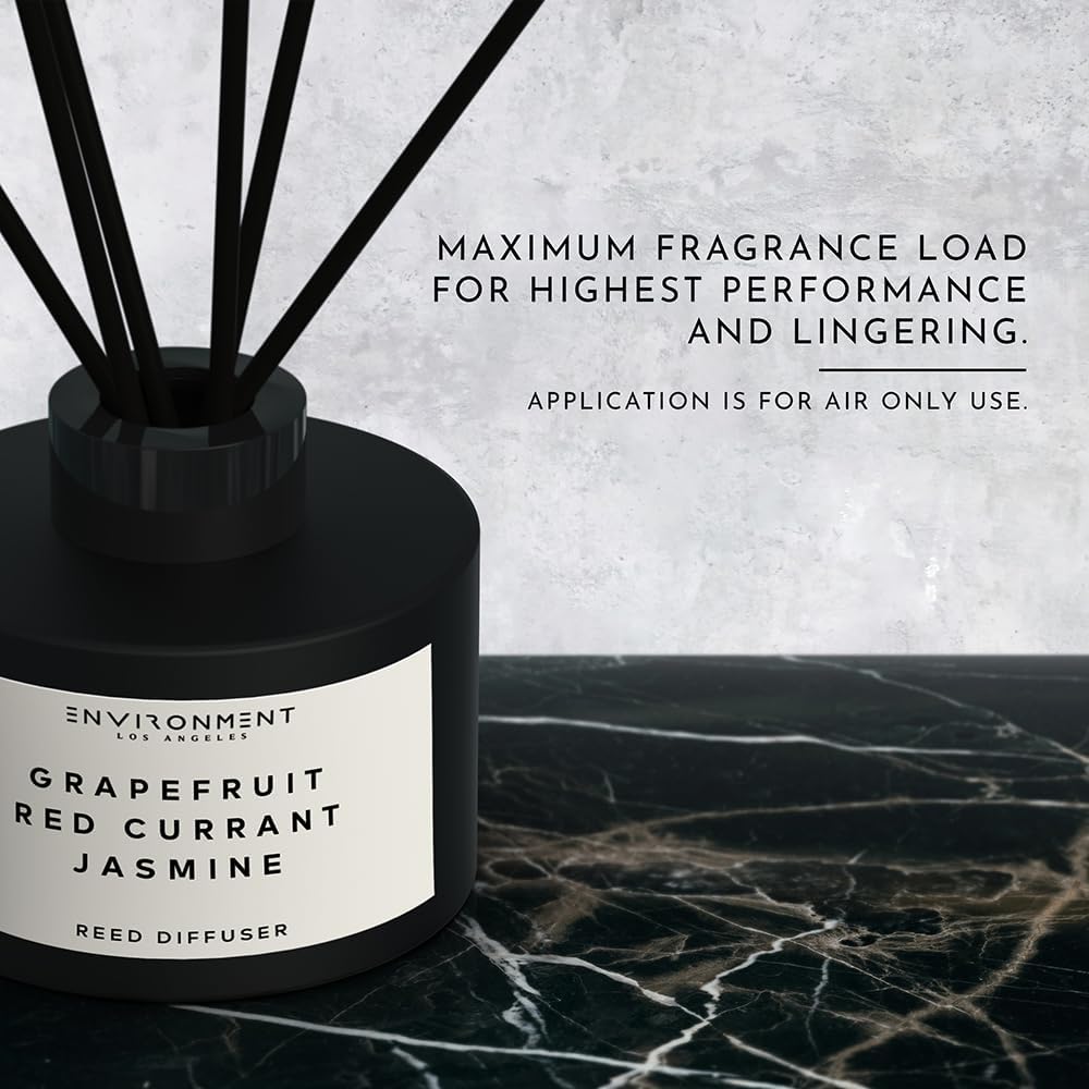 ENVIRONMENT Inspired by 5-Star Hotels MRT Reed Diffuser, 200ml Reed Diffuser Aromatherapy (Grapefruit | Red Currant | Jasmine) Reed Diffusers for Home, Diffusing Oil Fragrance, Home Fragrance Products