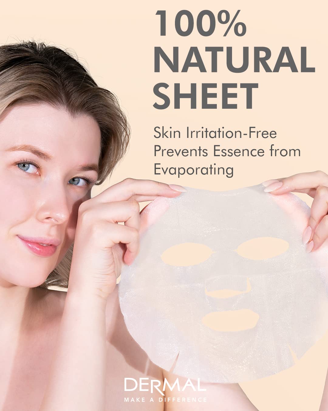 DERMAL Korean Collagen Face Mask – Hydrating & Soothing Sheet Mask with Panthenol – Hypoallergenic Calming Moisture Care for All Skin Types – 48 Combo Pack