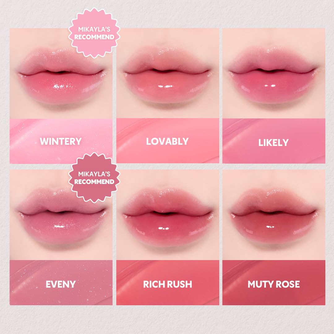 TIRTIR [*Mini Size Waterism Tinted Lip Gloss #01 Mauve Rose, 0.06 Fl Oz – Kiss Ready Lipgloss, 12H Long Lasting Non Sticky Natural Tinted Glow Korean Multiuse Cheek and Lip Tint for Women gift