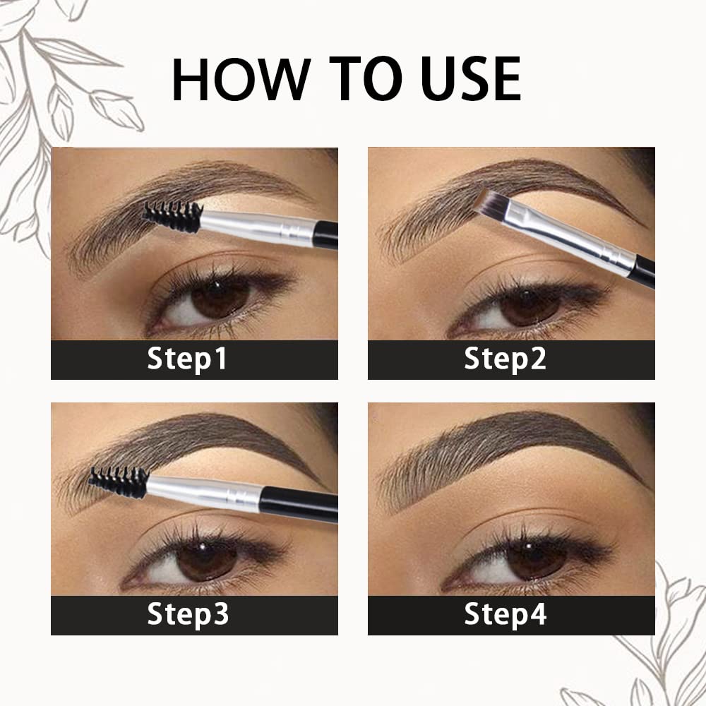 Medium Brown Eyebrow Powder Pomade Gel Shaper Makeup Kit with Dual-ended Brush, Eyebrow Stencil Kit for Women Shaping, Eye Brow Pomade Stencil Shaper Tinting kits for Women Long Lasting Waterproof