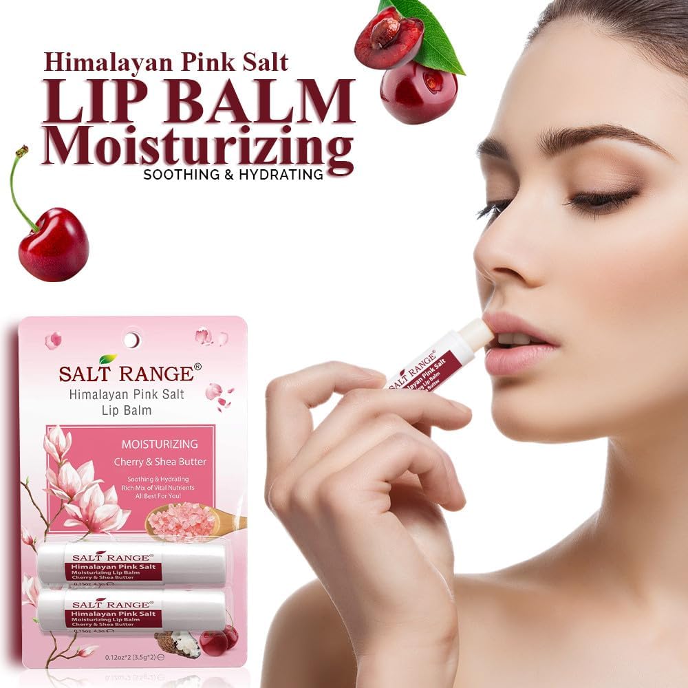Salt Range Lip Balm with Cherry & Shea Butter – Hydrating and Soothing Lip Moisturizer for Deep Nourishment, Organic Chapstick, 12-Count Pack (24 Pieces) for Soft Lips