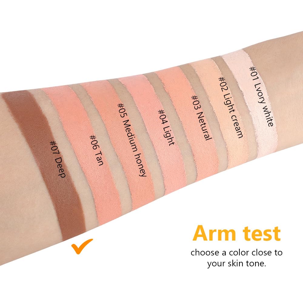Pot Concealer with Makeup Brush Set,Tattoo Color Correcting Concealer,Full Face Color Correcting Conceal Foundation,Under Eye Concealer Brightener Dark Eye Ring corrector de ojeras (07-DEEP)