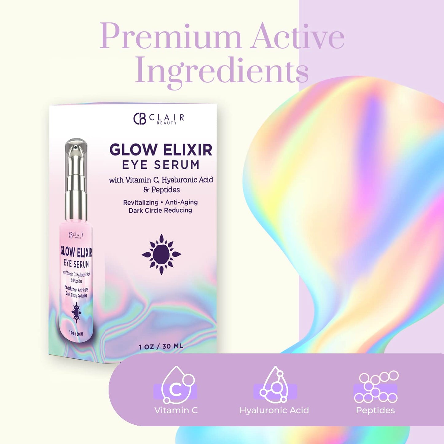 Vitamin C & Hyaluronic Acid Under Eye Serum - Reduce Eye Bags, Puffiness, Dark Circles & Wrinkles, Lifting Eye Serum - Cruelty Free Korean Skin Care For All Skin Types