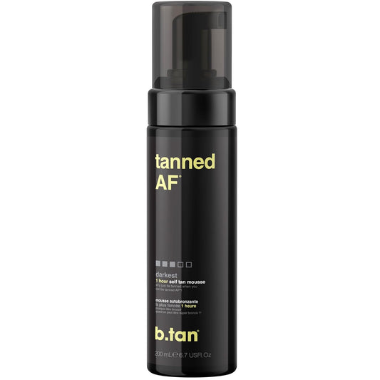 b.tan Dark Self Tanner Mousse | Get Tanned - Best, 1 Hour Express Sunless Tanning Foam, No Fake Tan Smell, Ultra Dark Bronzing Glow, Face & Body, Vegan, Cruelty Free, 6.7 Fl Oz
