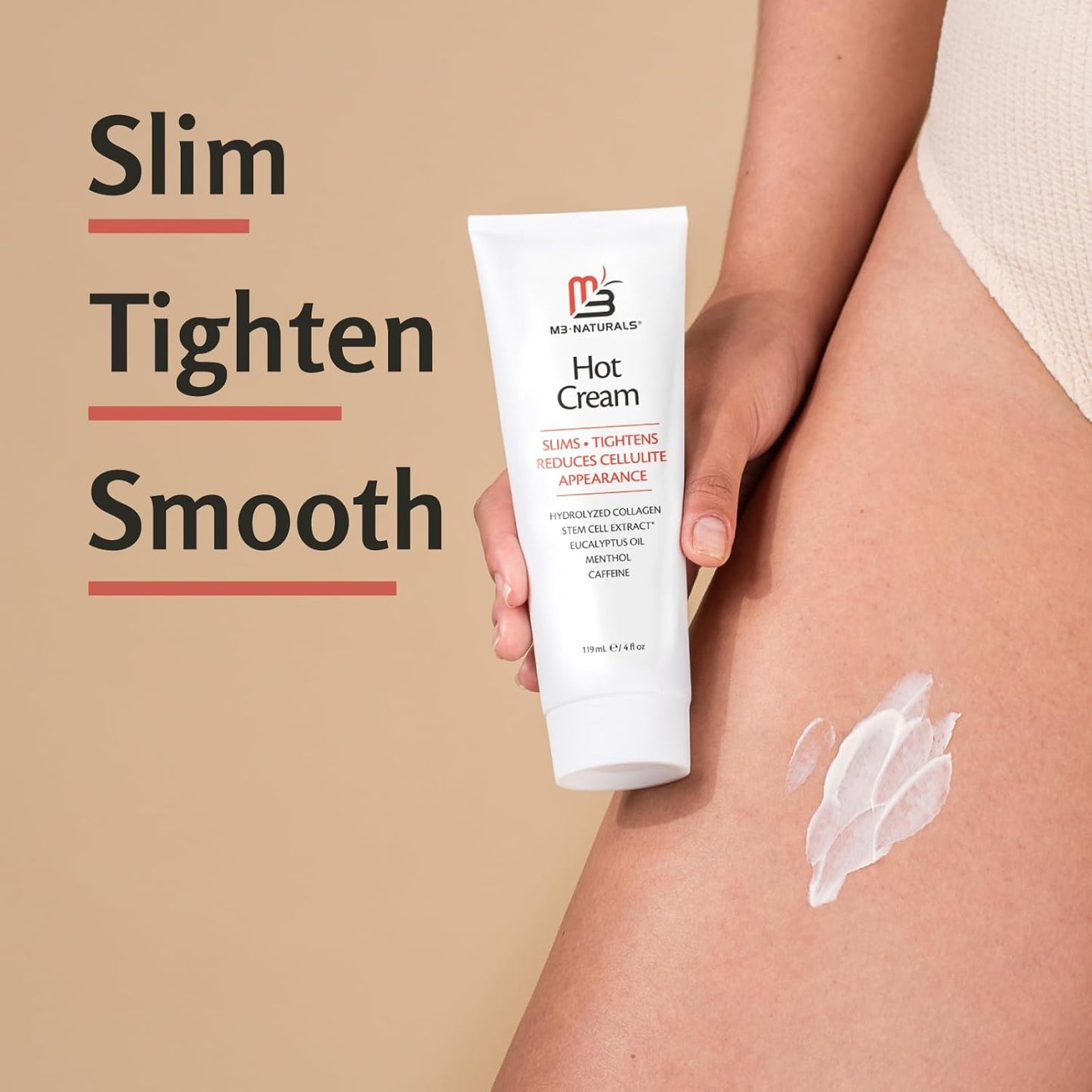 M3 Naturals Hot Cream for Belly Butt and Thighs Cellulite Cream for Thighs and Butt Fast Body Sweat Activator with Caffeine and Collagen - Invigorating Sweat Cream for Workouts and Body Sculpting