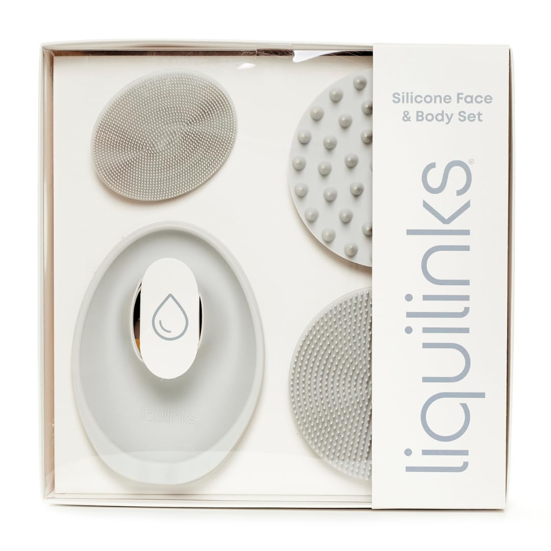 Skincare Essentials Kit - 4 Piece Bundle Pack - Face and Body Silicone Spa Accessory - Essential Beauty Set for Teen Girls Dove Grey