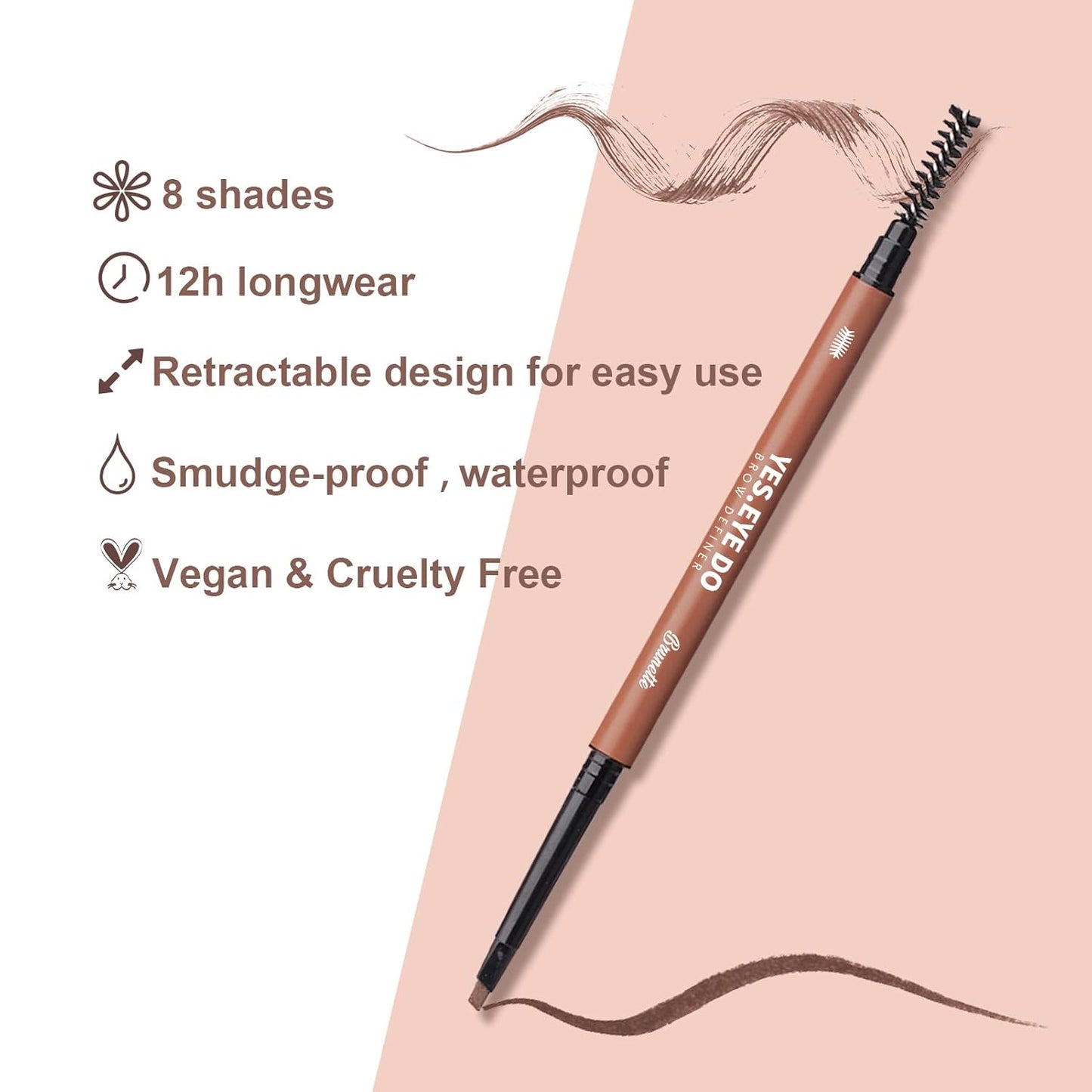 Black Eyebrow Pencil, Waterproof Longlasting Brow Pen, Mechanical Dual-ended Micro Eye Brow Makeup Pen with Brush for Brows Filling & Sculpting, Black YES.EYE DO