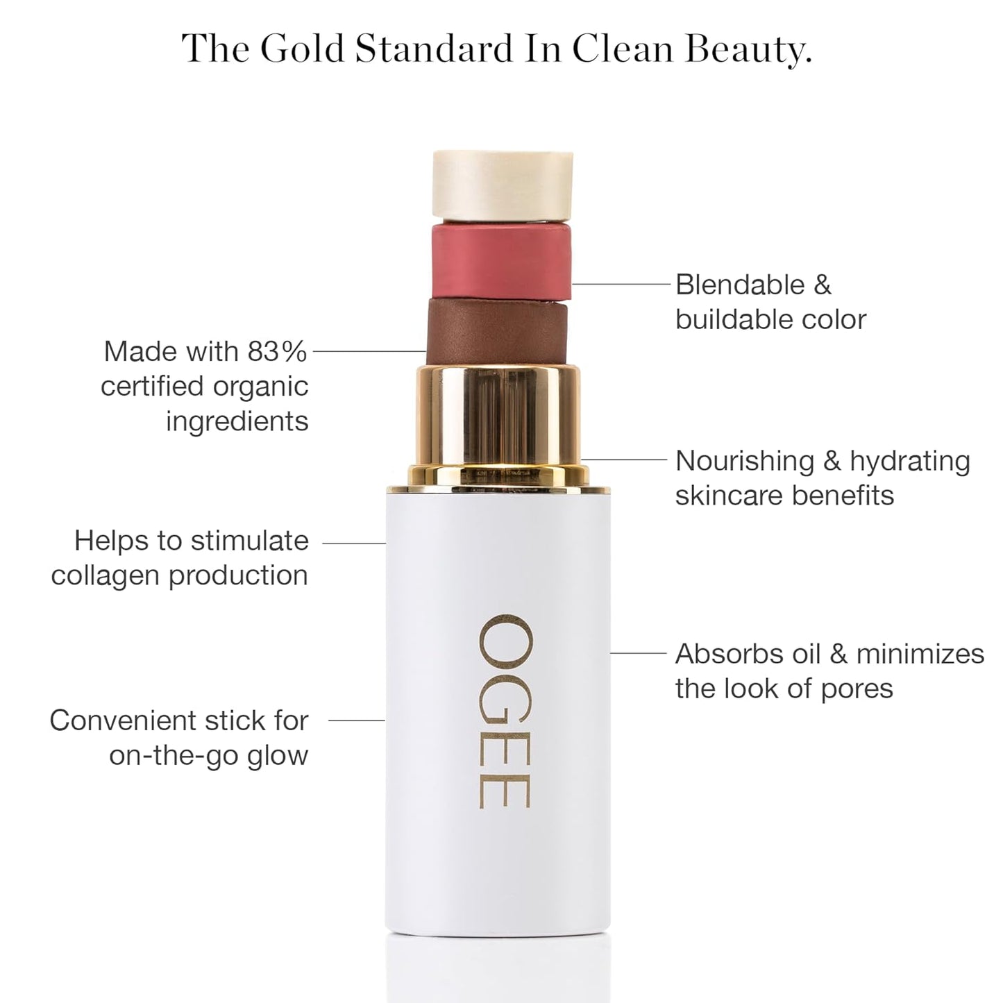 Ogee Sculpted Face Stick (MOONSTONE - ULTRAVIOLET SHEEN) Certified Organic Highlighter Makeup - Multi-Use Glow Highlighter Stick