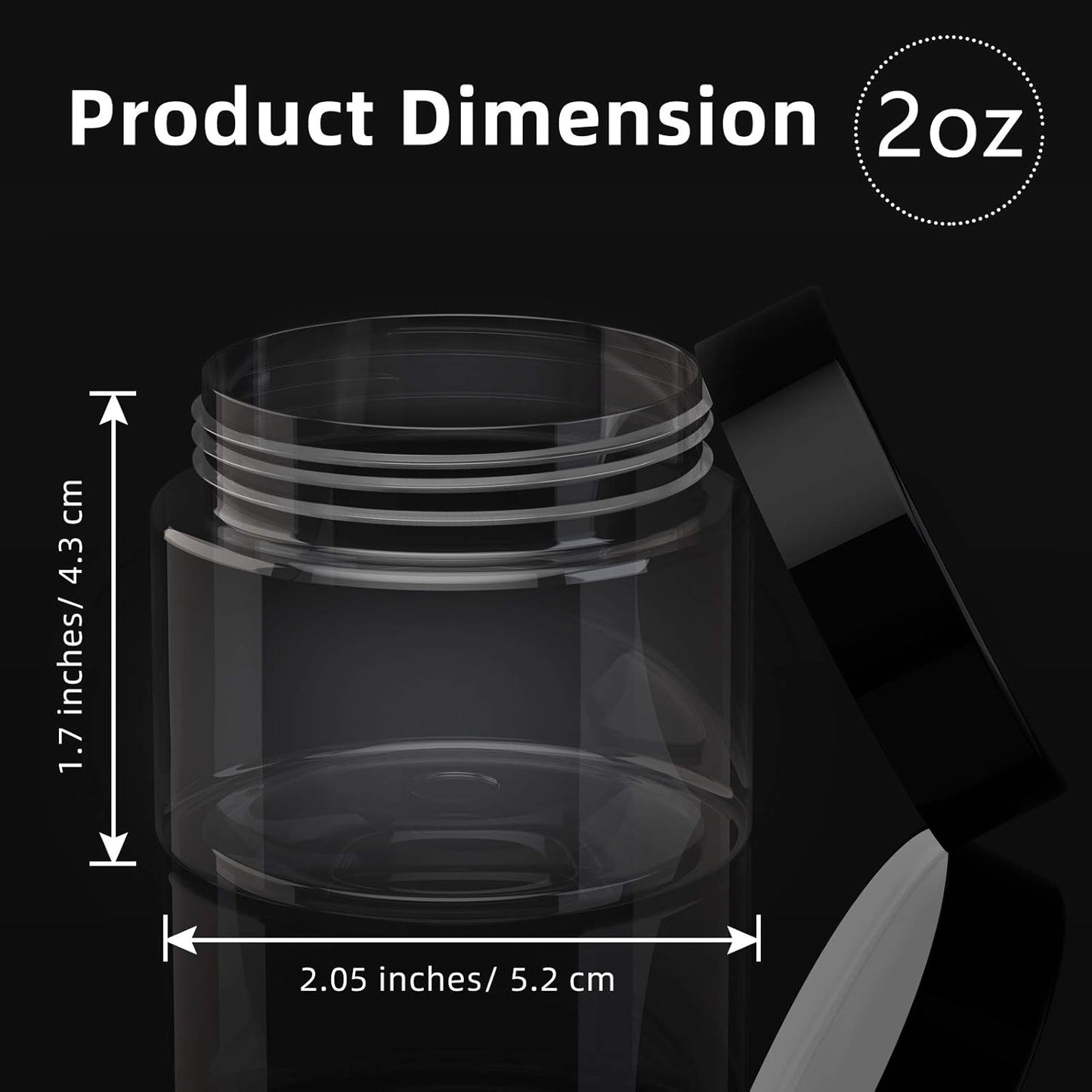 Patelai 4 Pieces Round Wide-mouth Leak Proof Plastic Container Jars with Lids for Travel Storage Makeup Beauty Products Face Creams Oils Salves Ointments DIY Making(2 Ounce,Black)