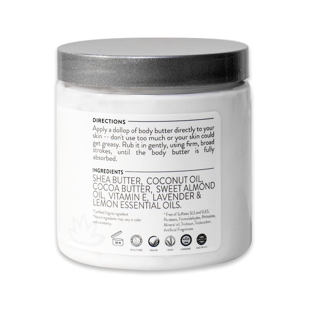 Glimmer Goddess Organic Whipped Body Butter for Women - Moisturizer Cream with Shea & Cocoa Butter, Almonds & Coconut Oil - Orange Creamsicle, 8oz