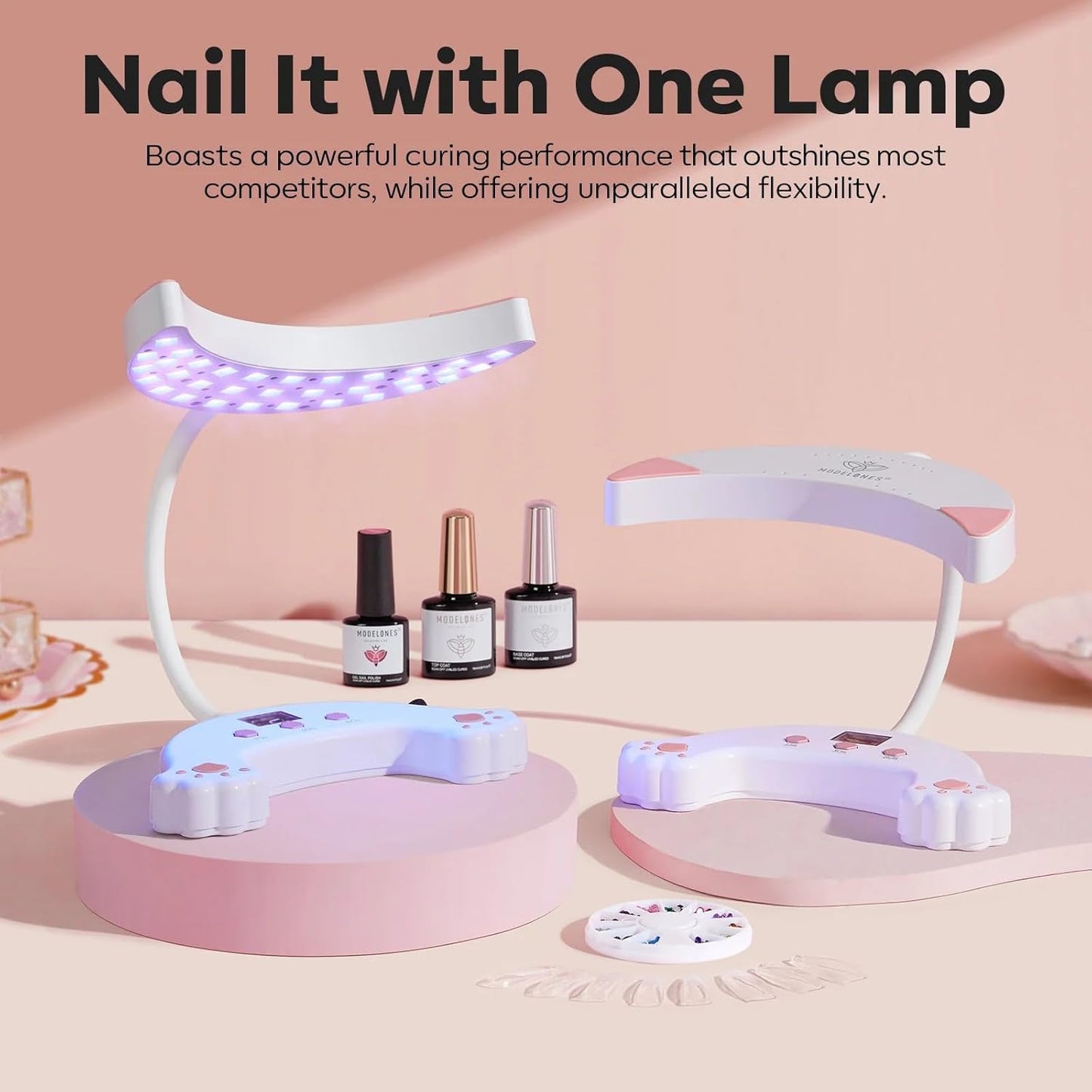 modelones UV LED Nail Lamp, Gooseneck UV Light for Gel Nails, 48 W Nail Light for Gel Polish with 3 Timers and LCD Display, LED Lamp for Fast Curing Gifts for Women Girls