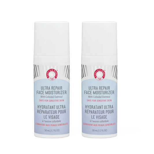 First Aid Beauty - Ultra Repair Face Moisturizer, Everyday Lightweight Non-Comedogenic Formula Helps Soften Skin with Ceramides & Shea Butter, Soothing Colloidal Oatmeal, 1.7 oz, 2 ct