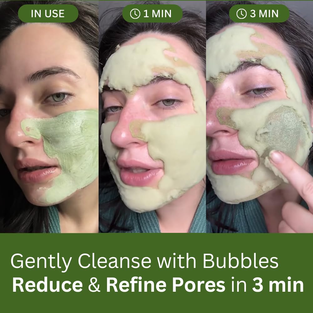 P.CALM Holy Basil Bubble Deep Mask – Holy Basil & Carbonated Water for Cleansing Pores & Blackheads, Korean Clay to Bubble Wash-Off Pack (90g / 3.17 oz)
