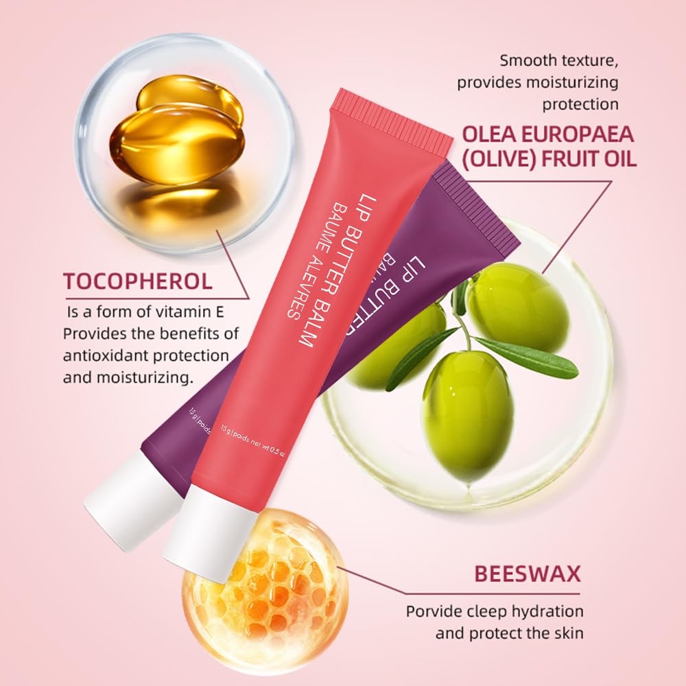 4Pcs Tinted Lip Balm Serum Makeup, Squeeze Hydrating Tint Lips Balms Serum Cosmetic, Women Care Glossy Nourishing Plumping Lip Stain Gloss Lipstick Suitable for dry lips, Set02(#3+#5+#6+#7)