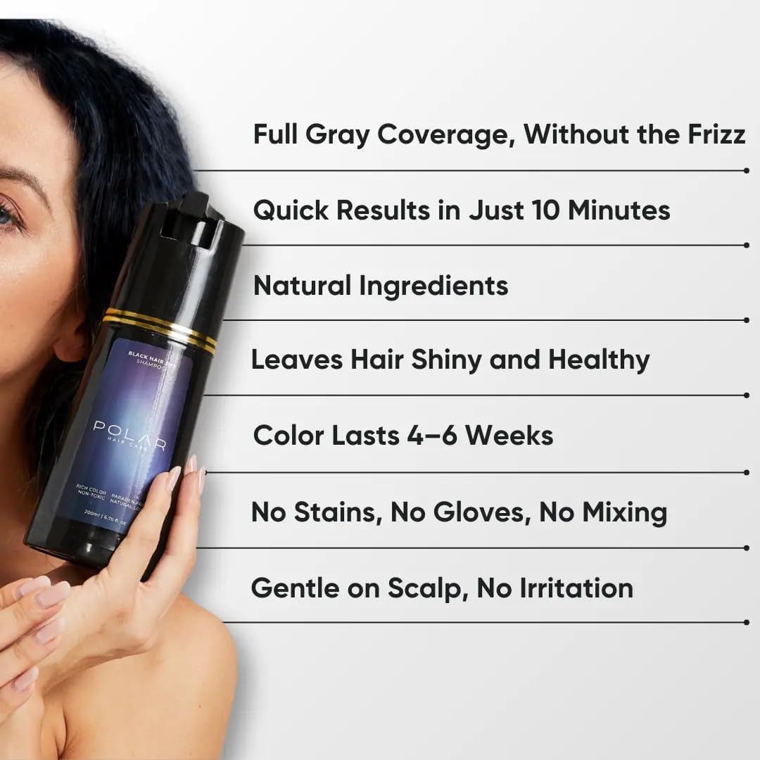 Polar Haircare - Hair Dye Shampoo for Gray Hair for Women & Men (Light Brown) Natural Hair Dye Kit - Semi Permanent Hair Dye Shampoo - Vegan Hair Dye USA 6.76 Fl Oz