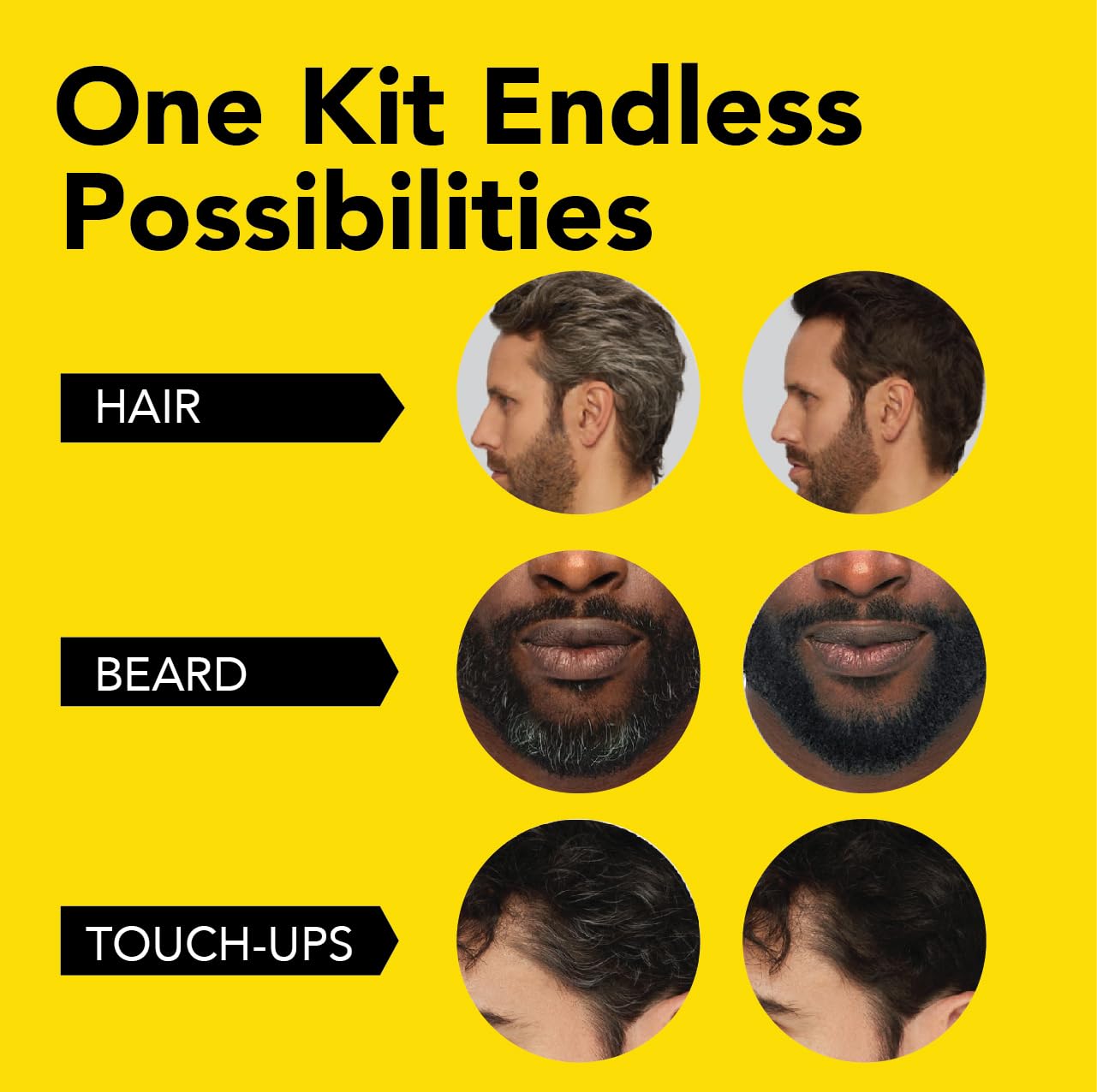 Cleverman Hair & Beard Dye Kit for Men, All-in-One Reusable Mens Hair Color, Natural Gray Coverage, Ammonia-Free Beard Mustache Dye for Men (Black for Black Men)