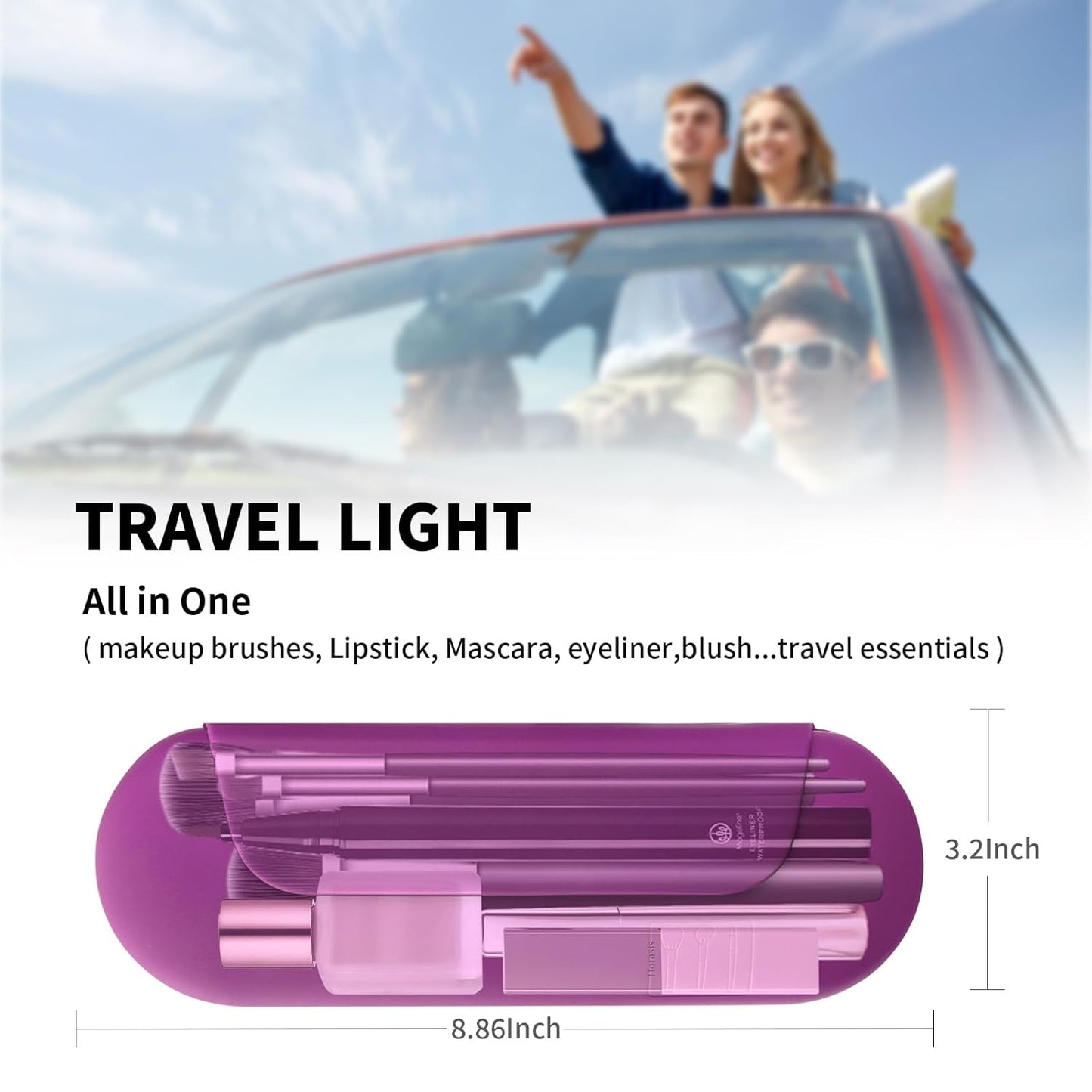 Silicone Makeup Brush Holder Travel Cosmetic Bag：Soft Portable Cosmetic Face Brushes Holder with Upgrade Anti-Fall Out Magnetic Closure, Large Travel Makeup Brush Case - Bright Pink